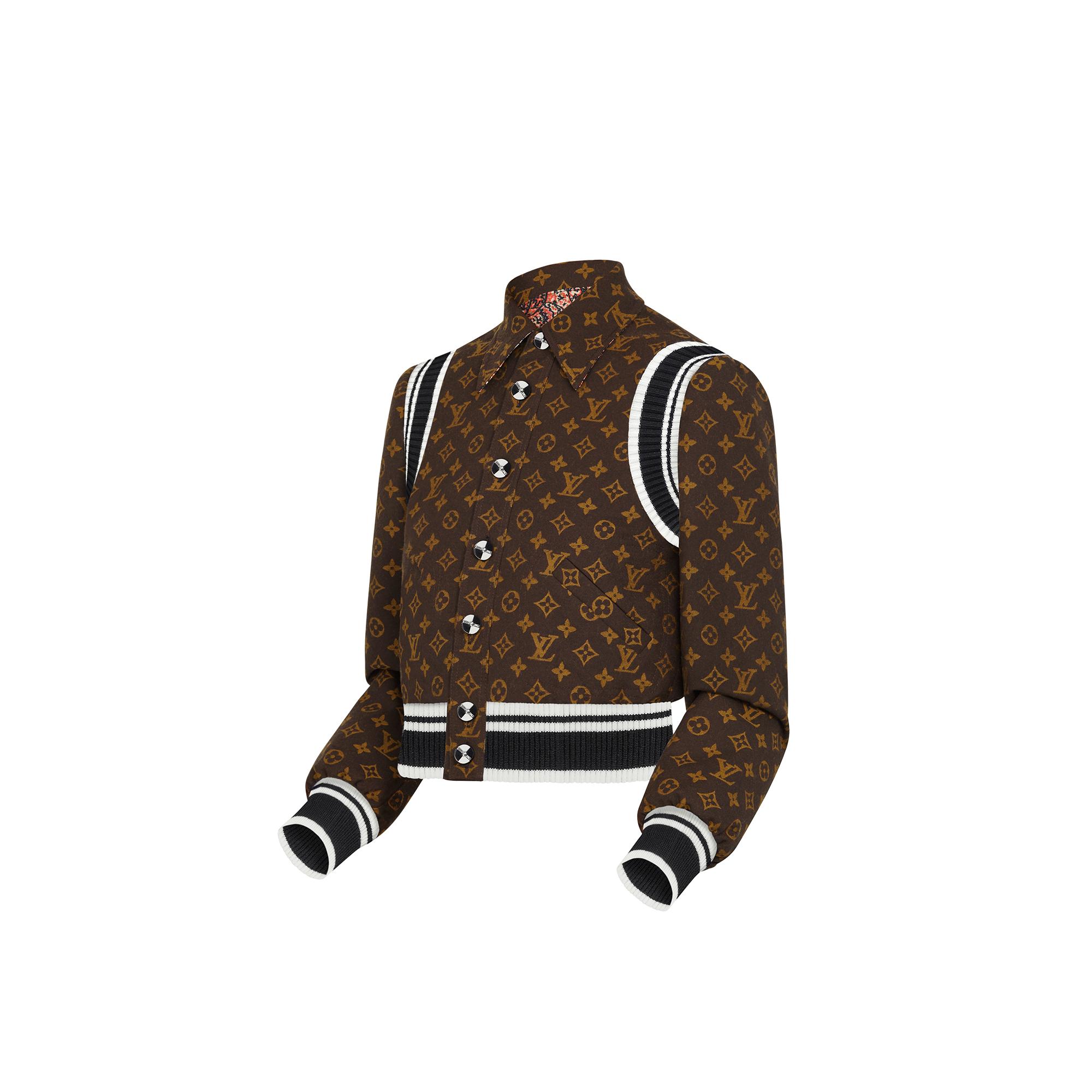 LOUIS VUITTON Cotton wool Monogram reversible zip-up jacket Blouson outer Brown multicolor 46